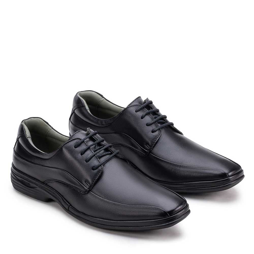 Sapato Masculino Social Fascar Derby Preto Em Couro
