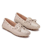 Mocassim Feminino Fascar Bege Em Couro