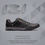 Sapatênis Masculino Casual Fascar Izi Preto Em Couro