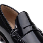 Mocassim Feminino Fascar Preto Salto Baixo Em Couro