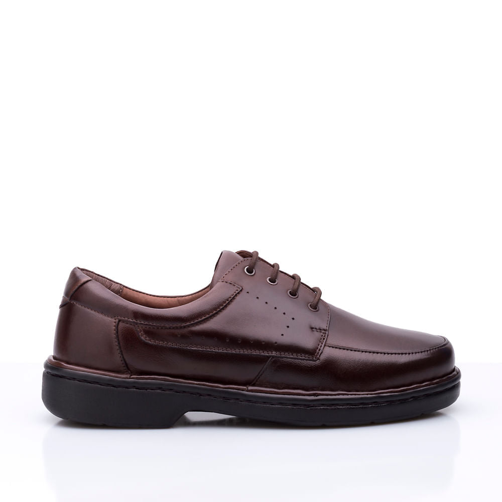 Sapato Masculino Social Fascar Lite Derby Marrom Em Couro