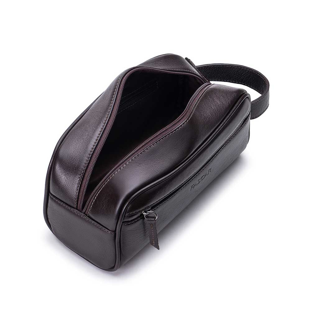 Nécessaire Masculina Fascar Marrom Em Couro