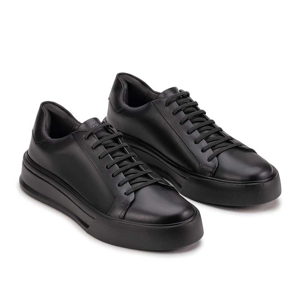 Tênis Masculino Casual Fascar Izi Preto Em Couro