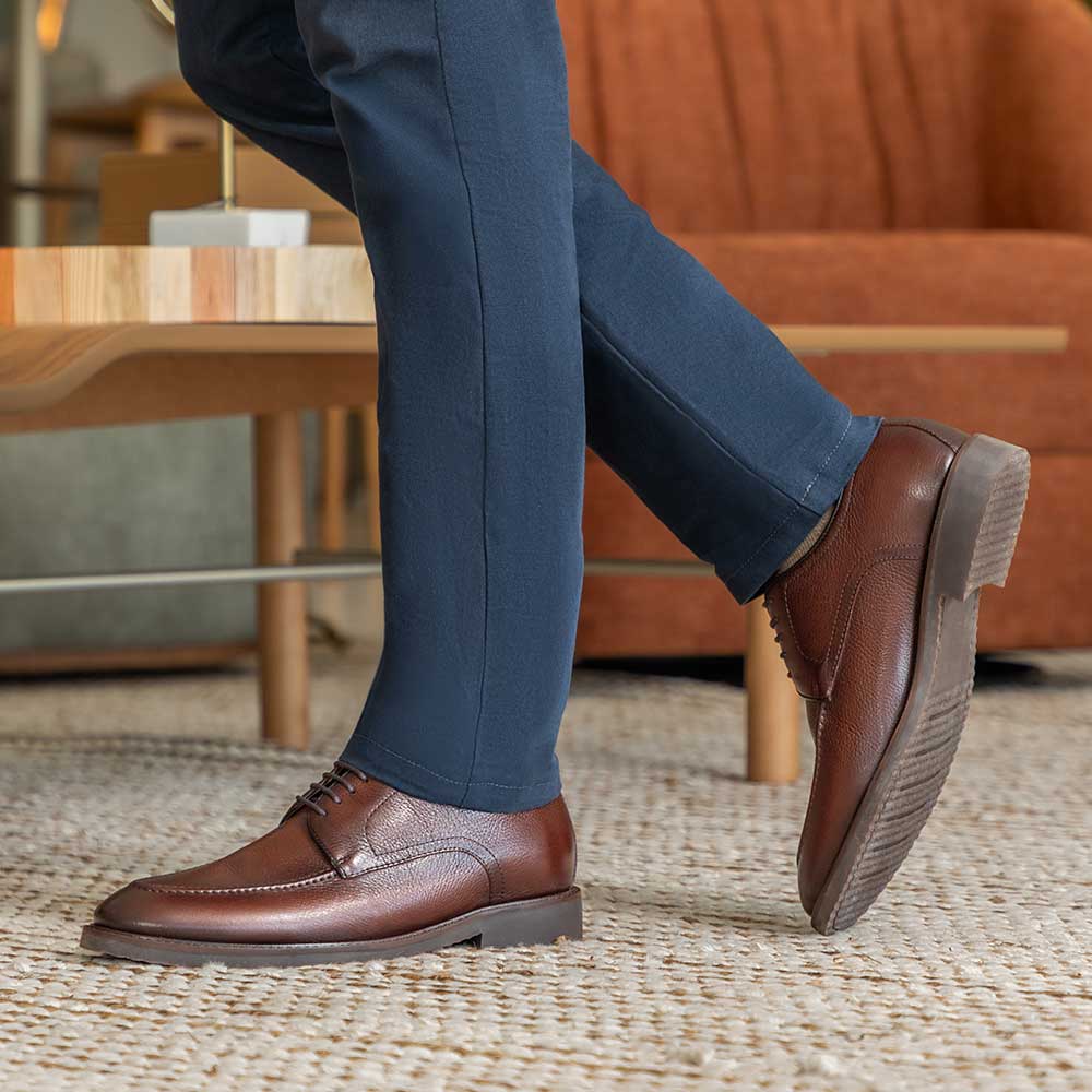 Sapato Masculino Social Derby Fascar Marrom em Couro