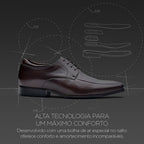 Sapato Masculino Social Fascar Airtech Derby Marrom Em Couro