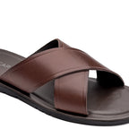 Chinelo Masculino Fascar Marrom Em Couro