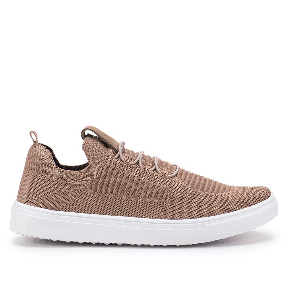 Tênis Masculino Casual Fascar Izi Bege Em Knit