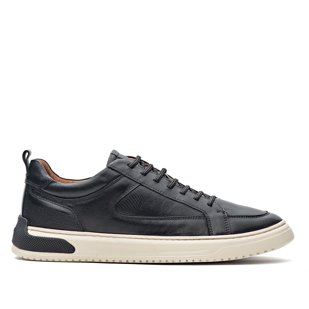 Sapatênis Masculino Casual Fascar Izi Preto Em Couro