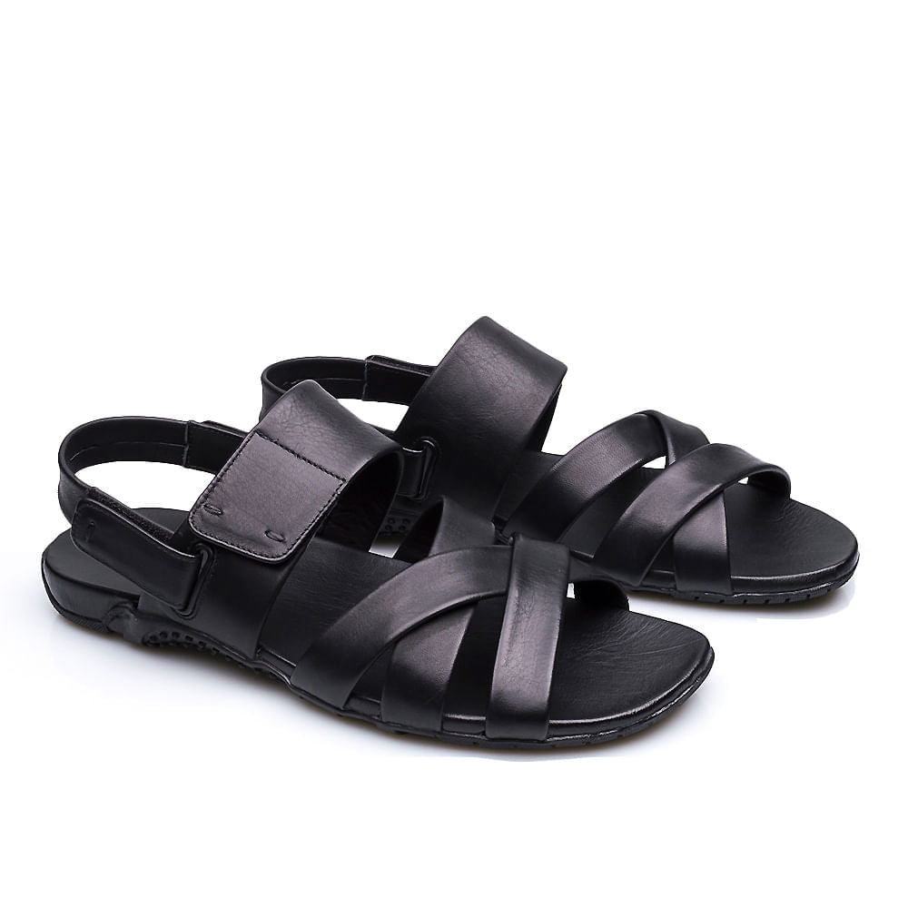 Sandália Masculina Fascar Preto Em Couro