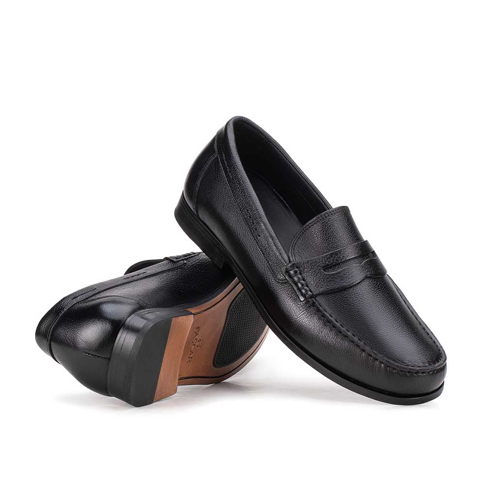 Mocassim Masculino Casual Argentino Fascar Penny Loafer Preto Em Couro