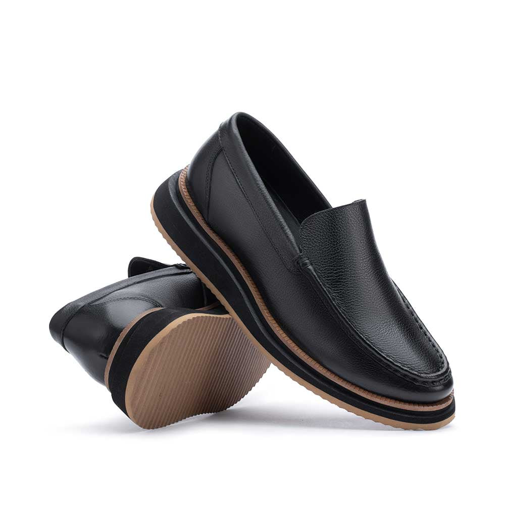 Mocassim Masculino Casual Fascar LITE Preto em Couro