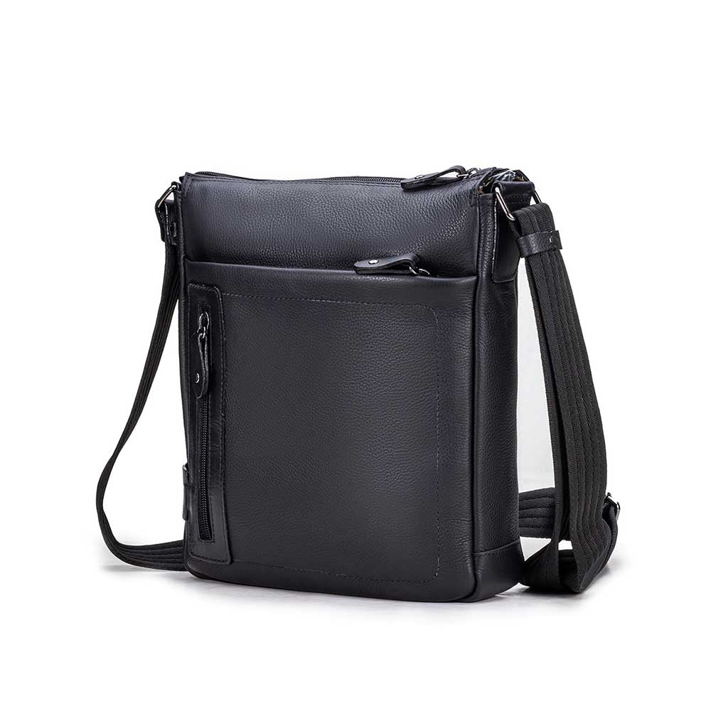 Bolsa Masculina Transversal Fascar Preta Em Couro