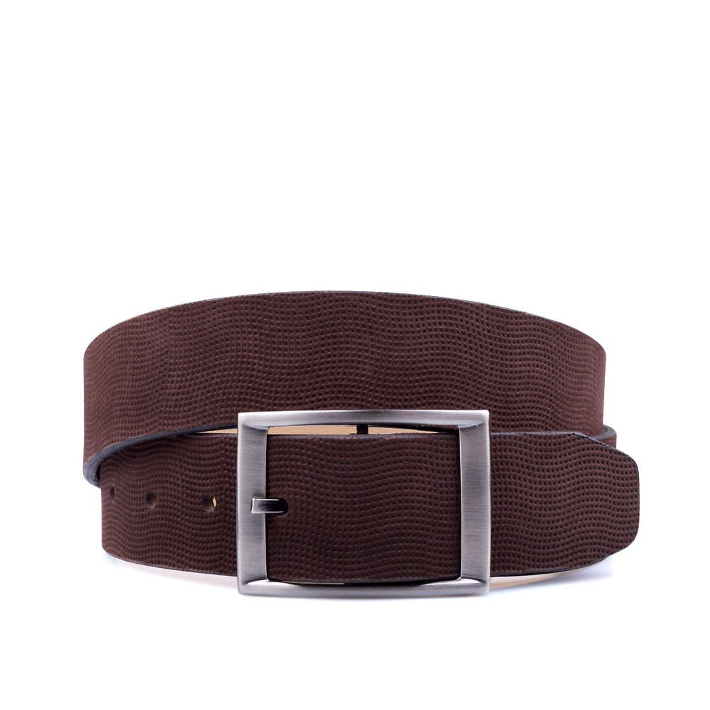 Cinto Masculino Casual Fascar Marrom Em Couro