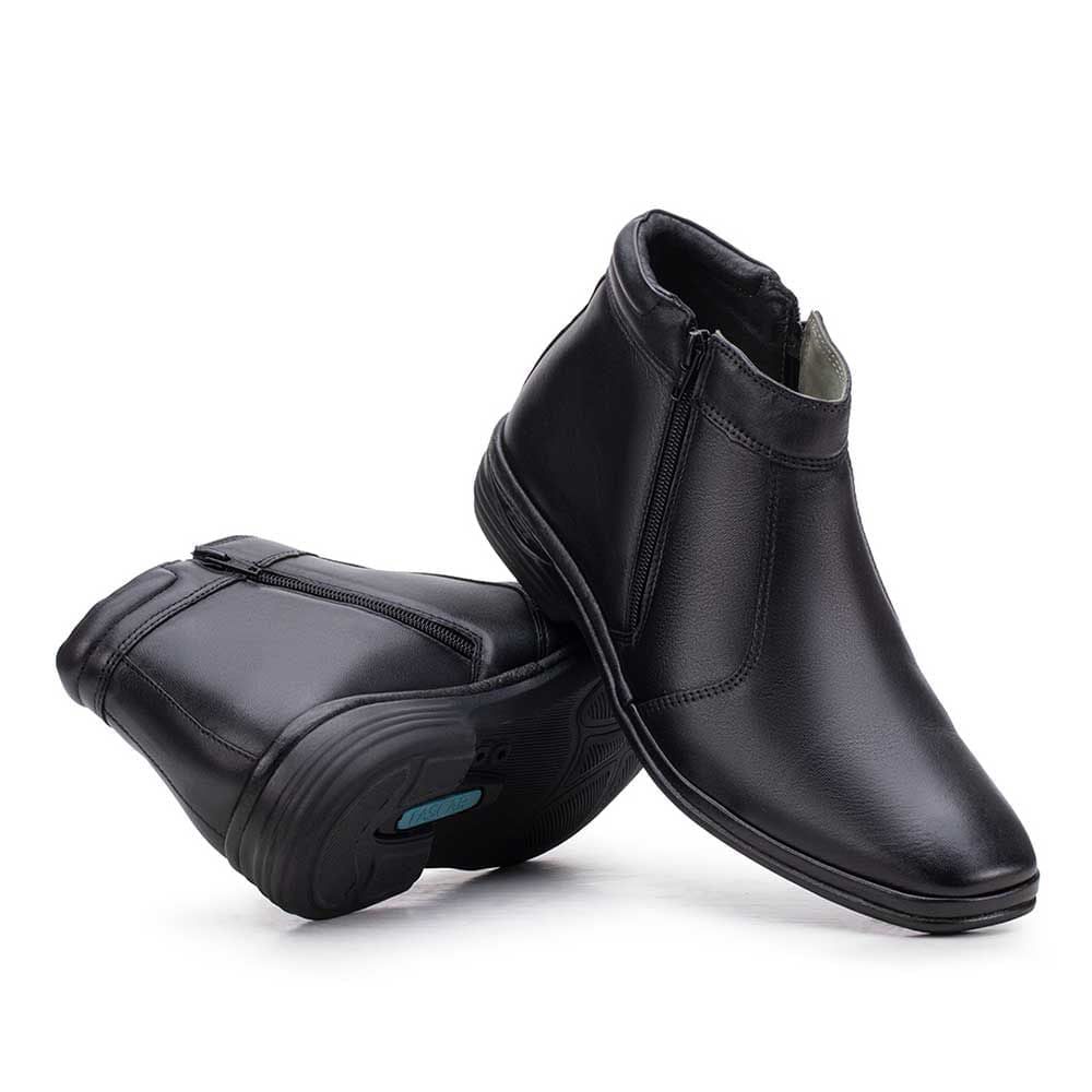 Bota Masculina Social Fascar Preta Em Couro