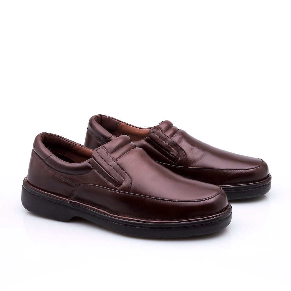 Mocassim Masculino Social Fascar Lite Marrom Em Couro