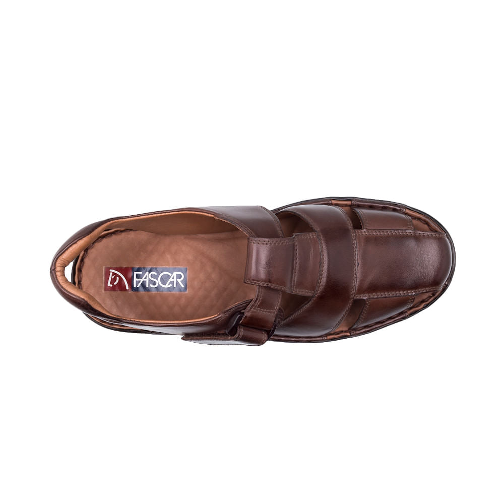Sandália Masculina Fascar Lite Marrom Em Couro