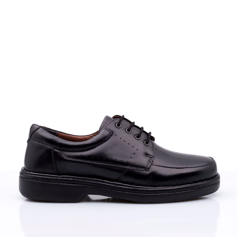 Sapato Masculino Social Fascar Lite Derby Preto Em Couro