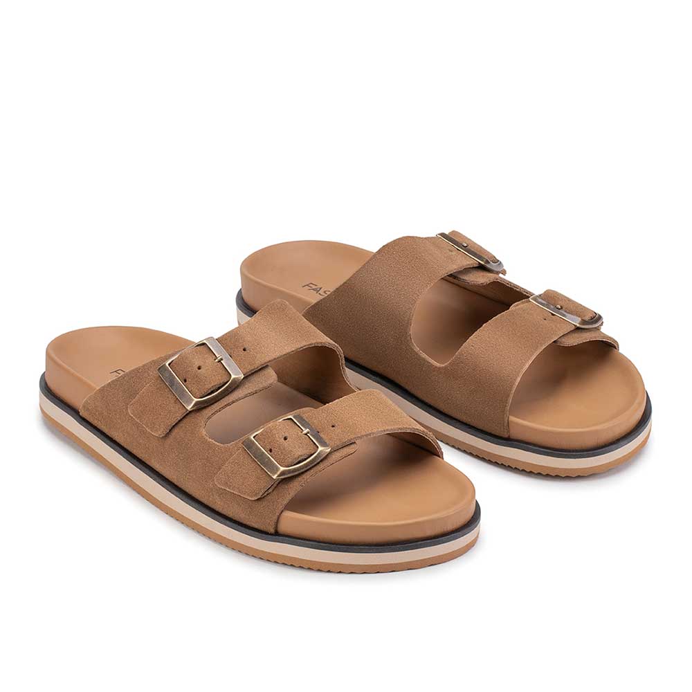 Chinelo Masculino Fascar Marrom Em Couro