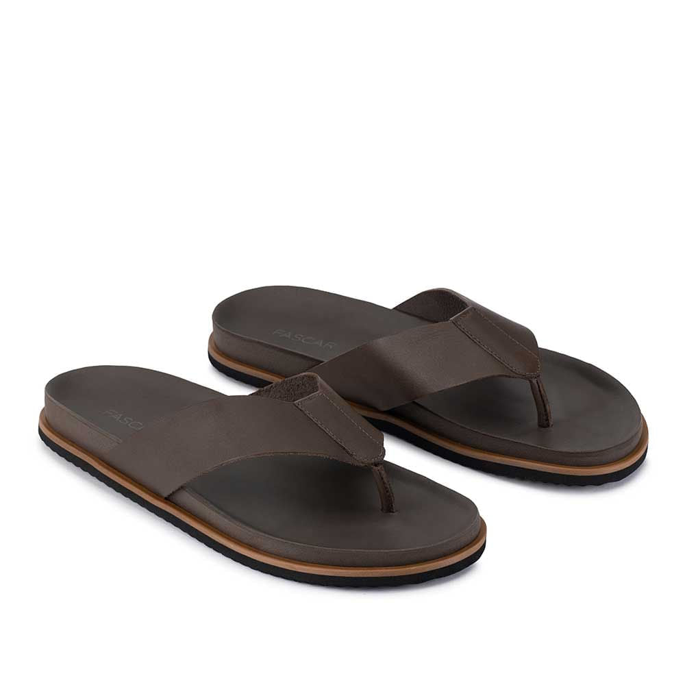 Chinelo Masculino Fascar LITE Marrom em Couro