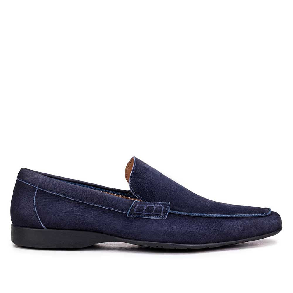 Mocassim Masculino Casual Fascar Viseu Azul-Marinho Em Couro
