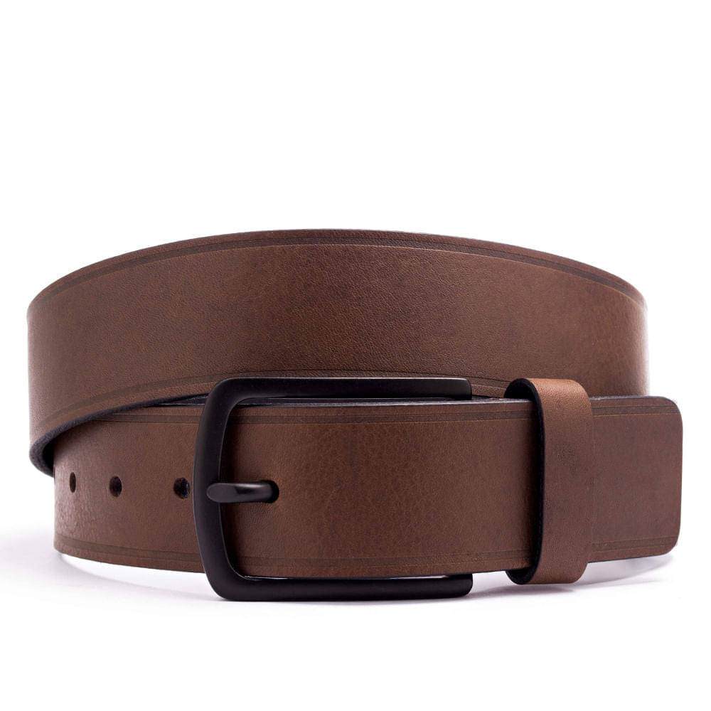 Cinto Masculino Casual Fascar Marrom Em Couro