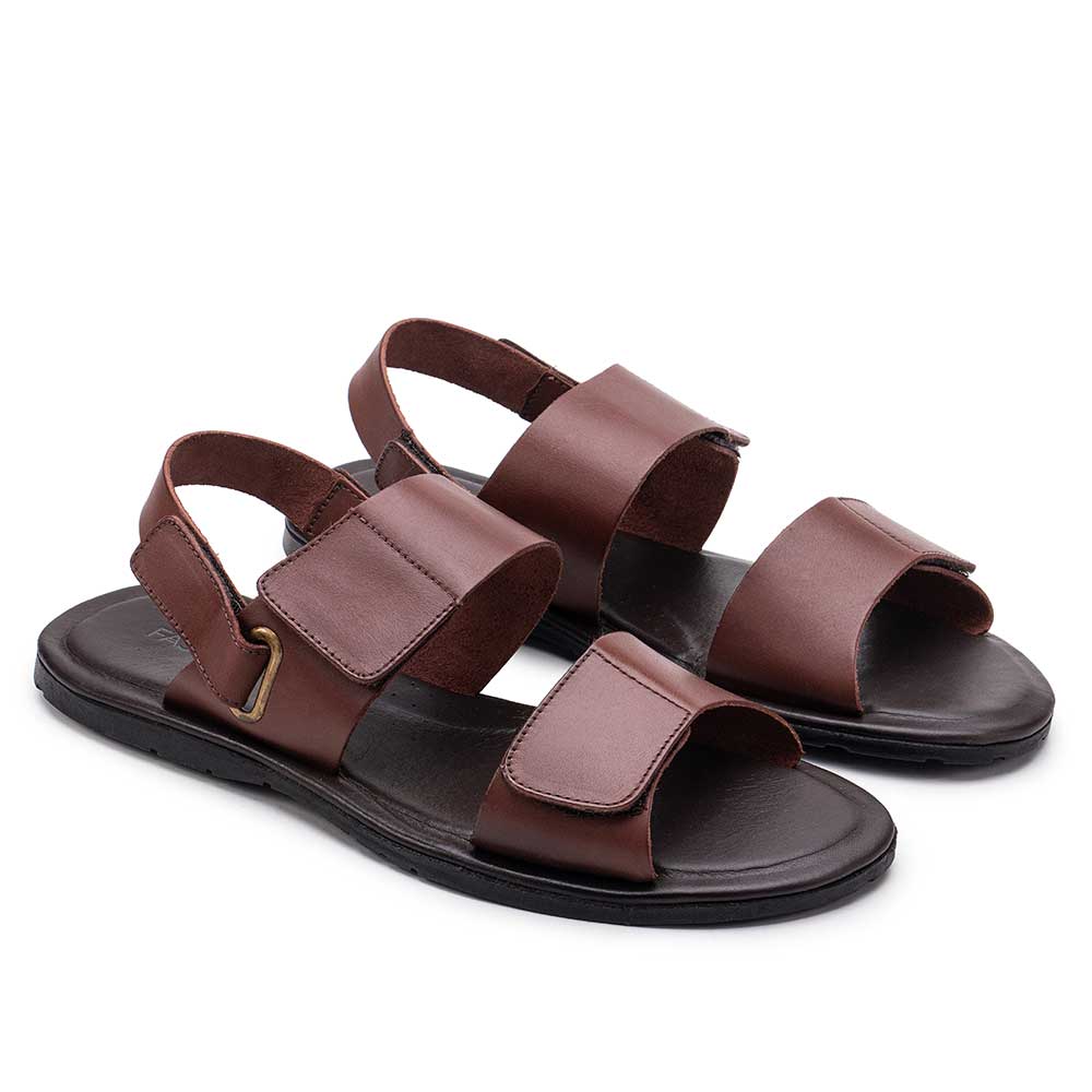 Sandália Masculina Fascar Marrom Em Couro