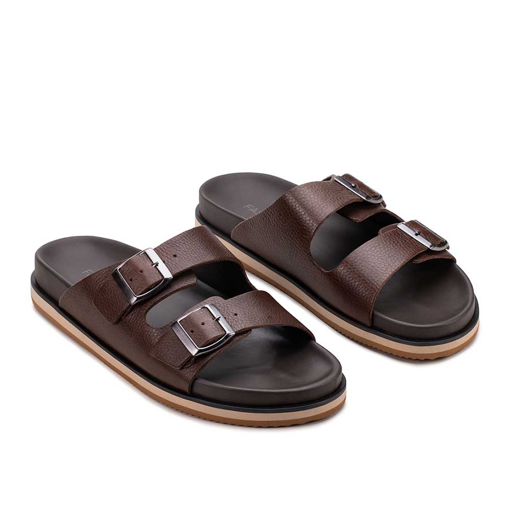 Chinelo Masculino Fascar Marrom Em Couro