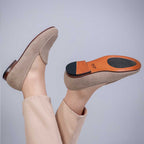 Mocassim Feminino Fascar Bege Salto Baixo Em Couro