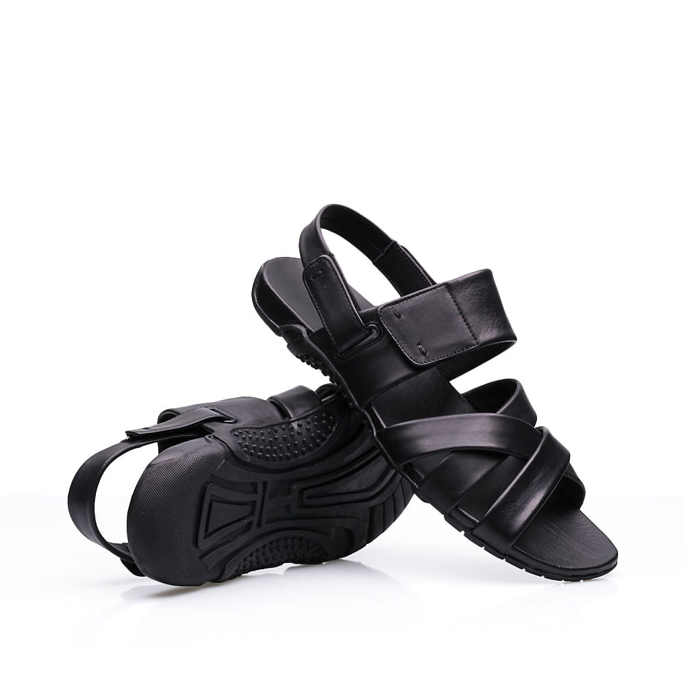 Sandália Masculina Fascar Preto Em Couro