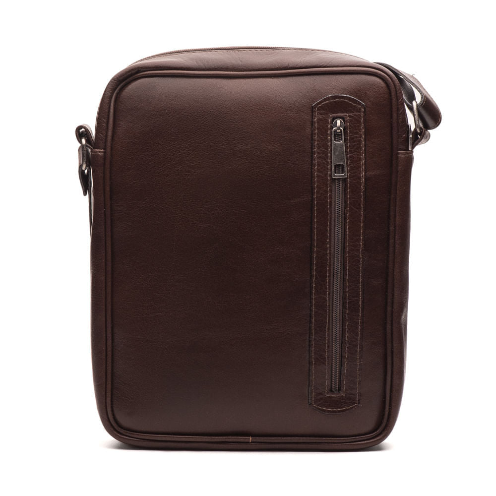 Bolsa Masculina Transversal Fascar Marrom Em Couro