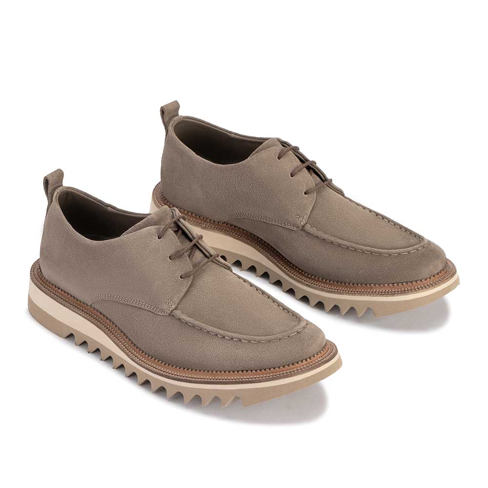 Sapato Masculino Casual Derby Fascar Cinza em Couro