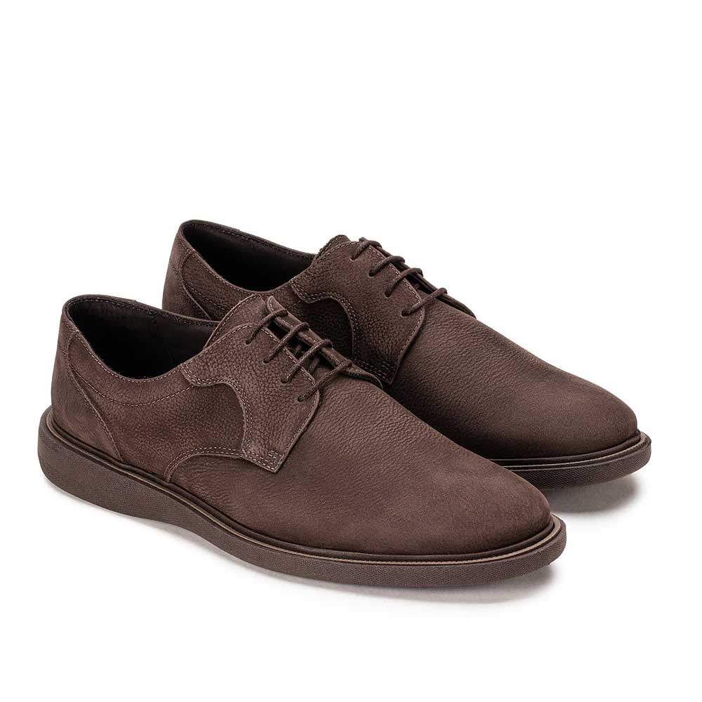 Sapato Masculino Casual Fascar Mafra Derby Marrom Em Couro