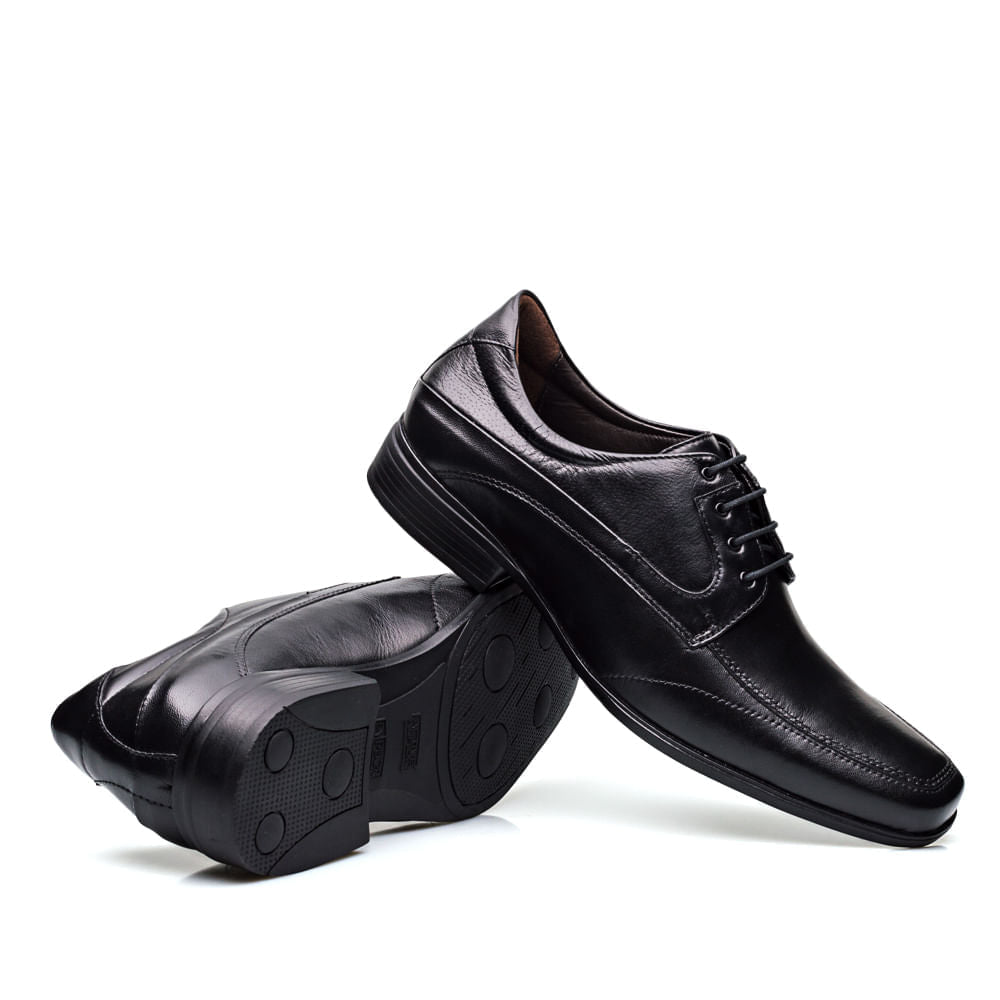 Sapato Social Derby Em Couro Alto Conforto Preto Tamanho Grande-Active Air Flow