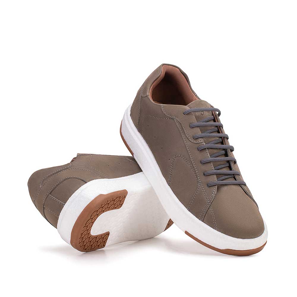 Tênis Masculino Casual Fascar IZI Cinza Em Couro