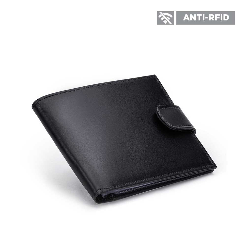 Carteira Masculina Fascar Preta Em Couro Com Proteção Rfid