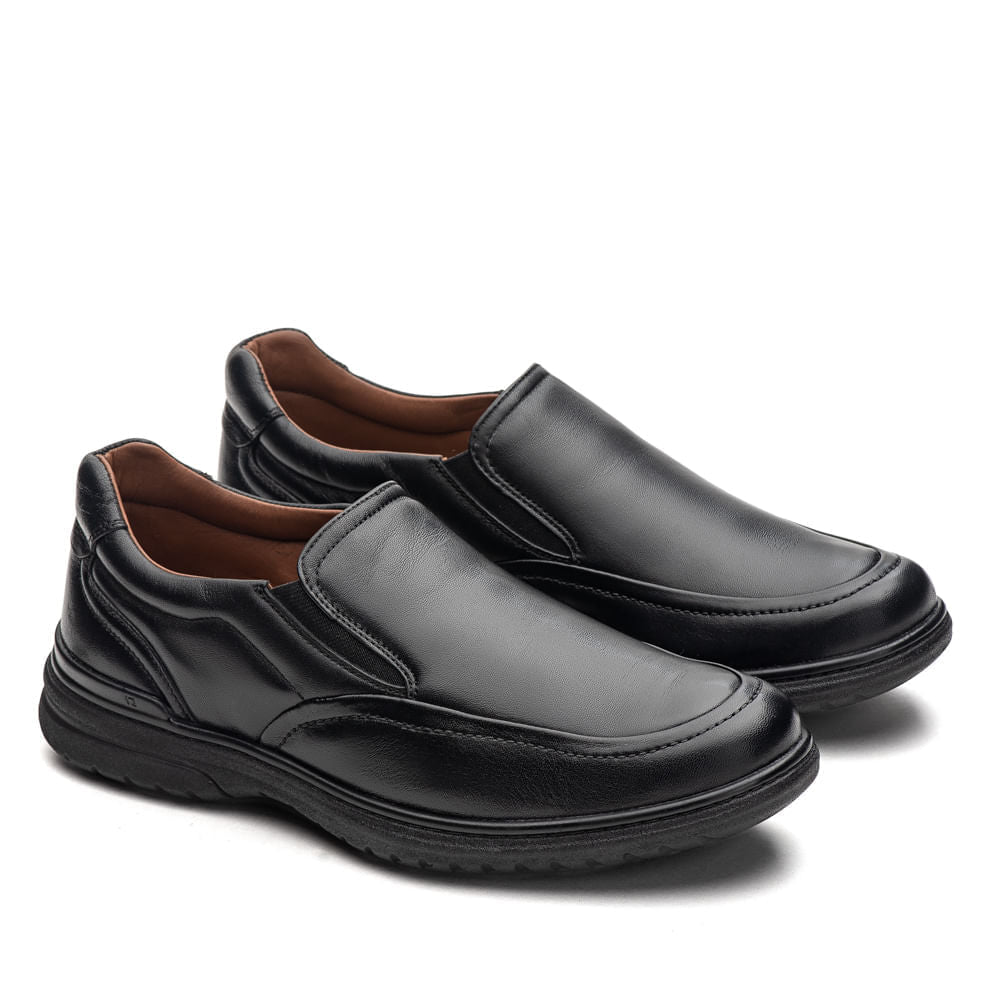 Mocassim Masculino Social Fascar Lite Preto Em Couro
