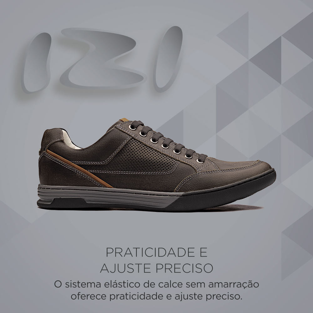 Sapatênis Masculino Casual Fascar Izi Cinza Em Couro