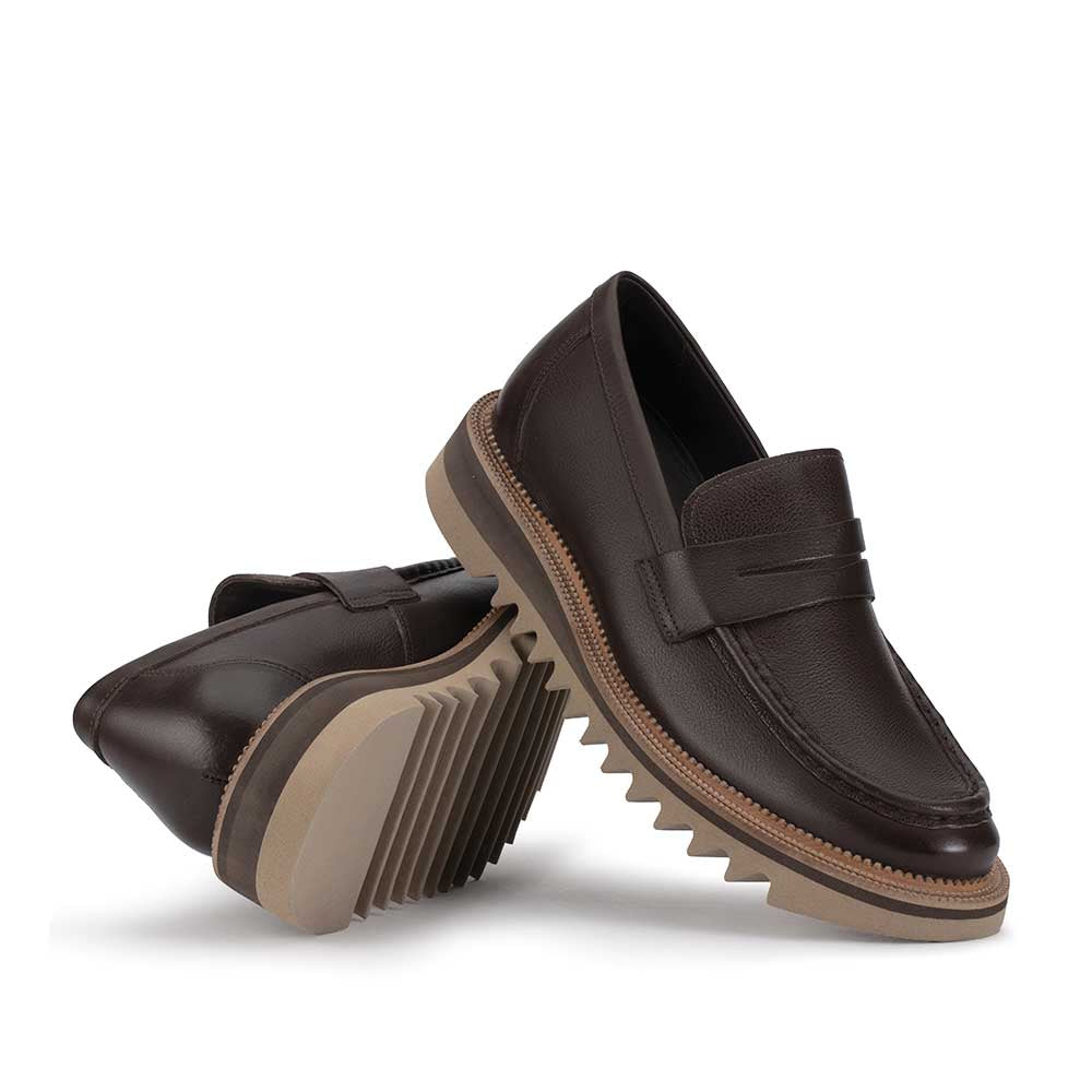 Mocassim Masculino Casual Fascar Marrom em Couro