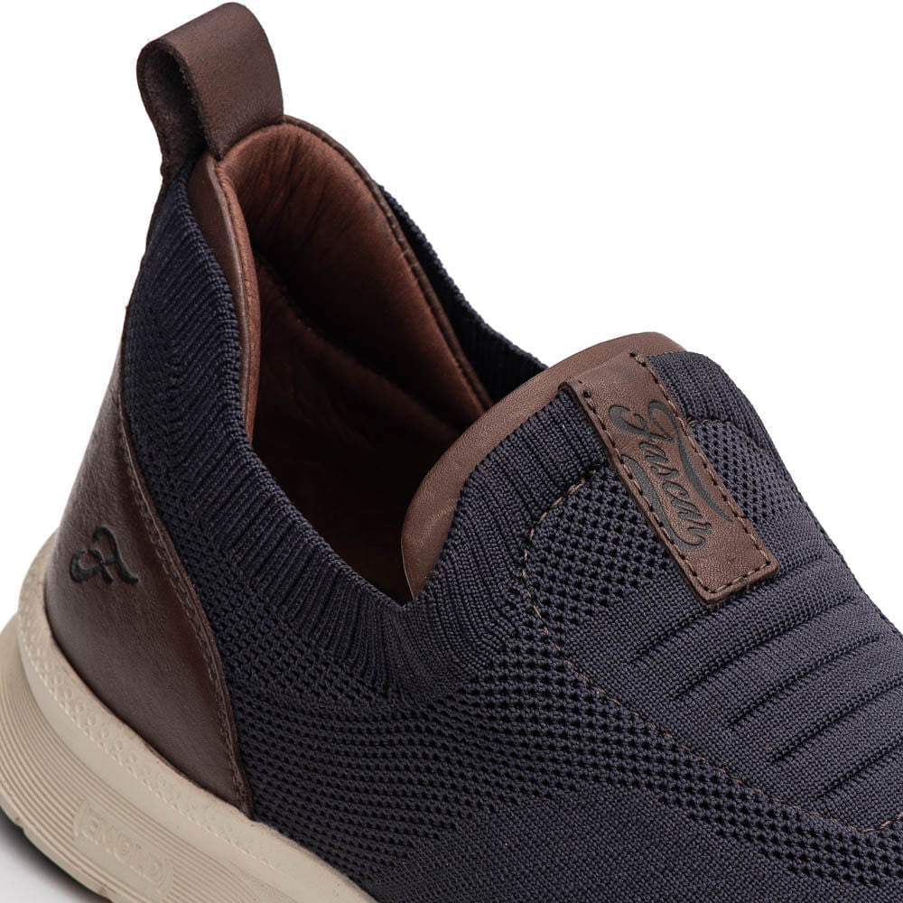 Tênis Masculino Casual Fascar Lite Azul-Marinho Em Knit