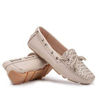 Mocassim Feminino Fascar Bege Em Couro