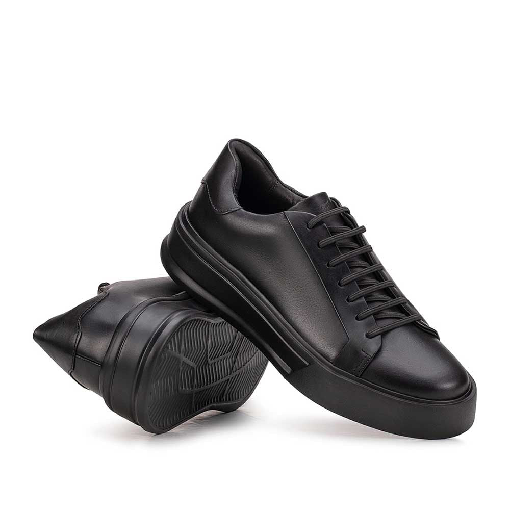 Tênis Masculino Casual Fascar Izi Preto Em Couro