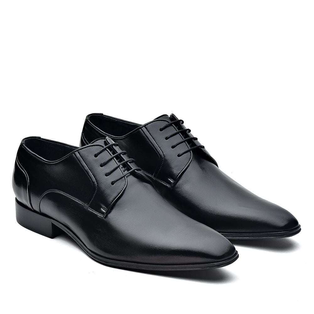 Sapato Masculino Social Fascar Derby Preto Em Couro