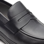 Mocassim Masculino Casual Fascar Lite Penny Loafer Preto Em Couro