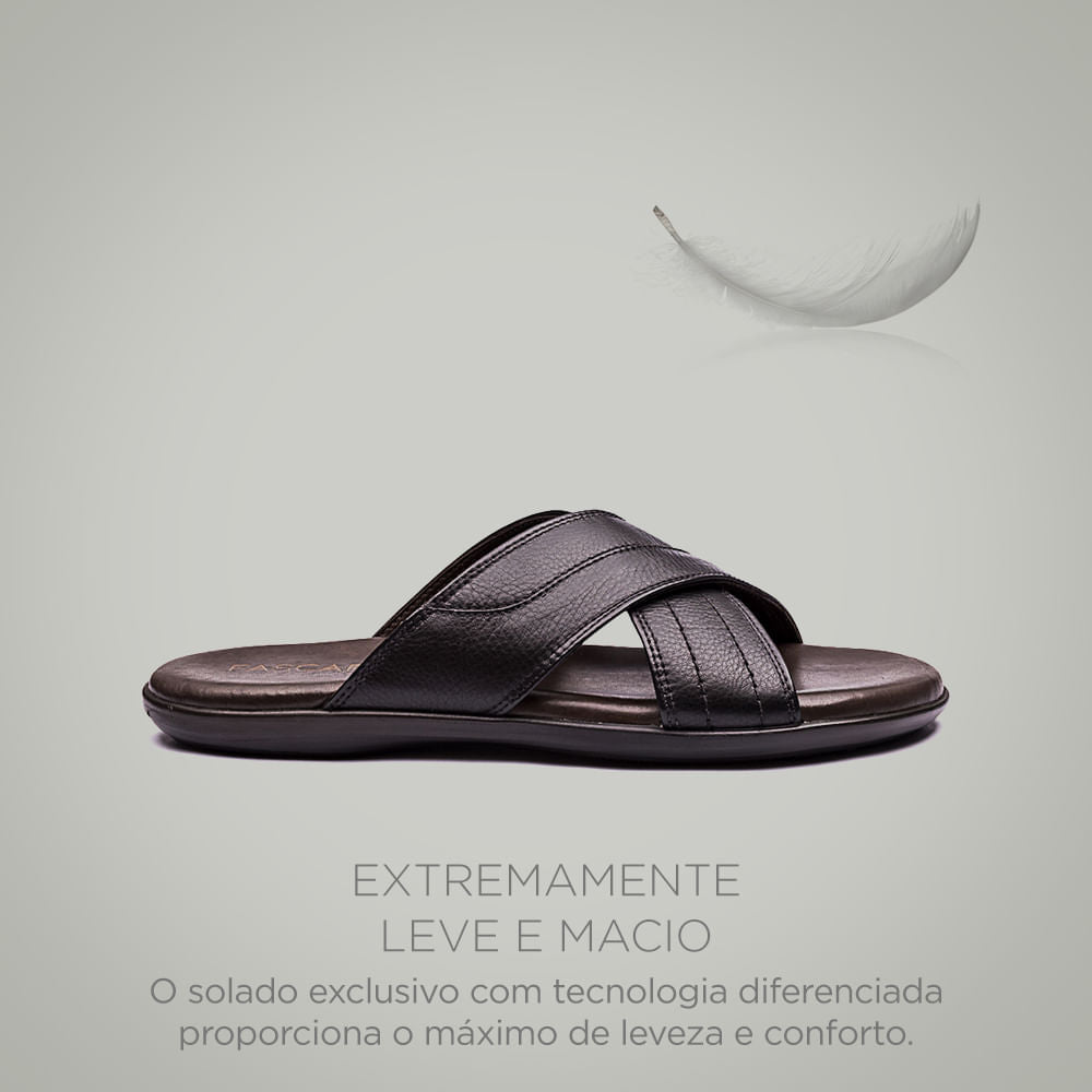 Chinelo Masculino Fascar Lite Preto em Couro