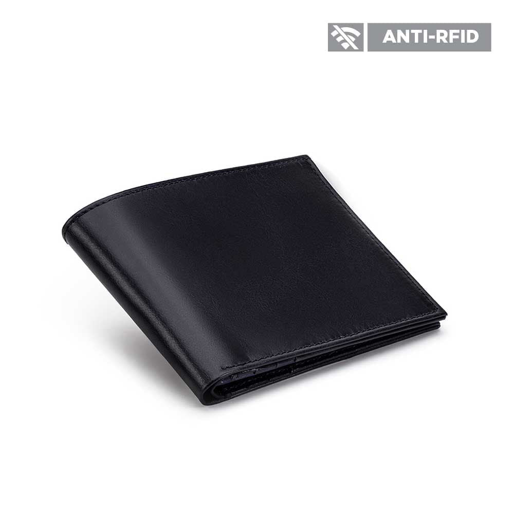 Carteira Masculina Fascar Preta Em Couro Com Proteção Rfid
