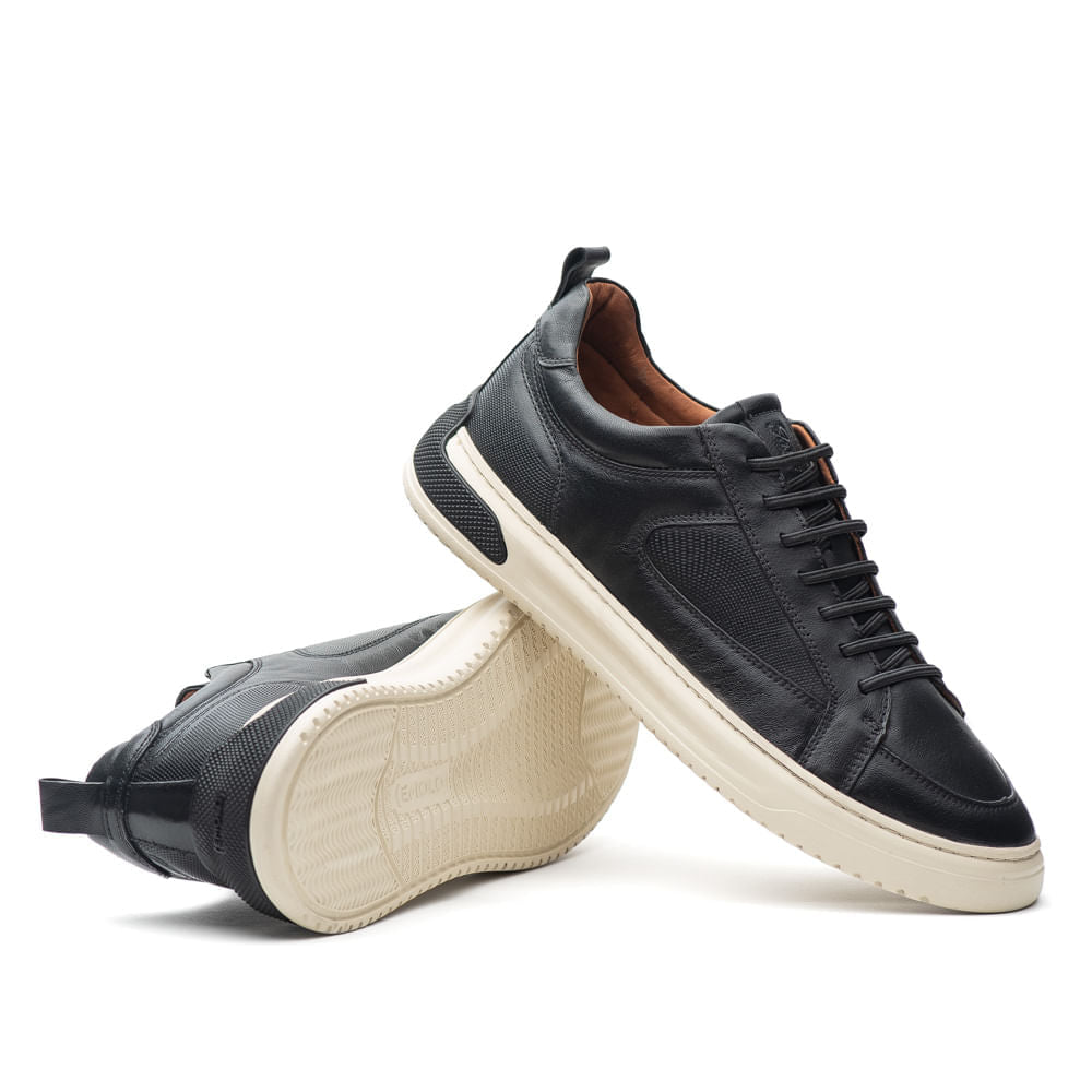 Sapatênis Masculino Casual Fascar Izi Preto Em Couro