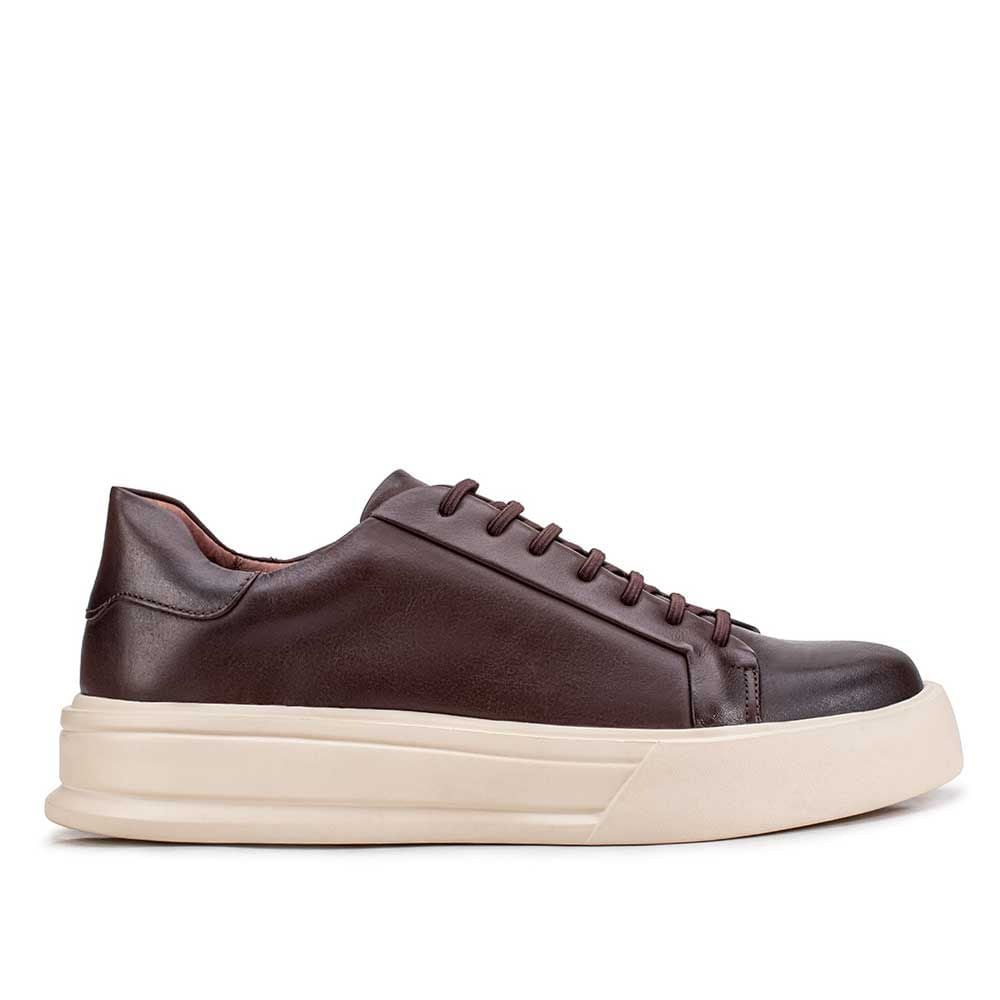 Tênis Masculino Casual Fascar Izi Marrom Em Couro
