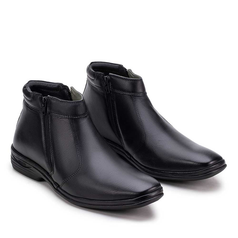Bota Masculina Social Fascar Preta Em Couro