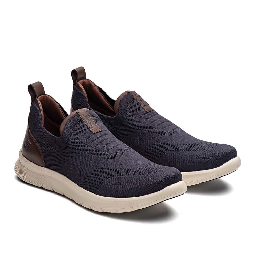 Tênis Masculino Casual Fascar Lite Azul-Marinho Em Knit