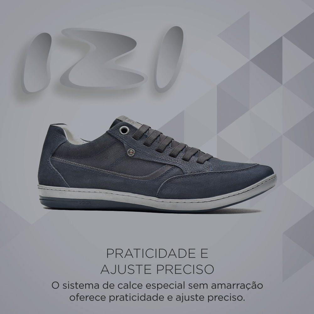Sapatênis Masculino Casual Fascar Izi Azul-Marinho Em Couro
